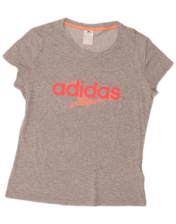 Tricou grafic Adidas pentru femei Top UK 12/14 Medium Gri Pete Bumbac