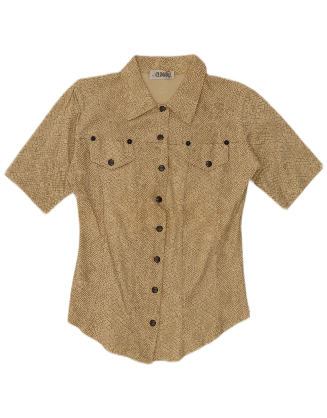 Cămașă pentru femei VINTAGE cu model abstract UK 12 Medium Bej Animal Print