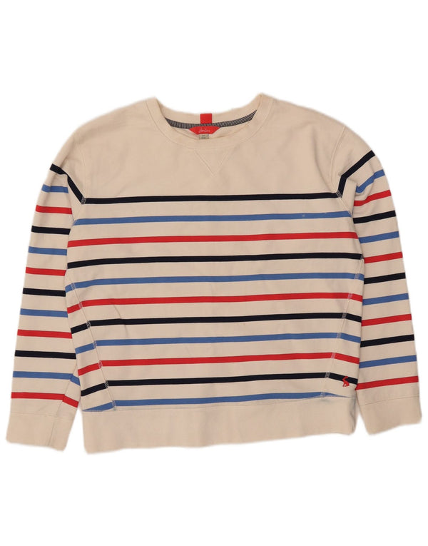 Joules Womens Oversized Sweatshirt Jumper UK 8 Small White Striped Cotton