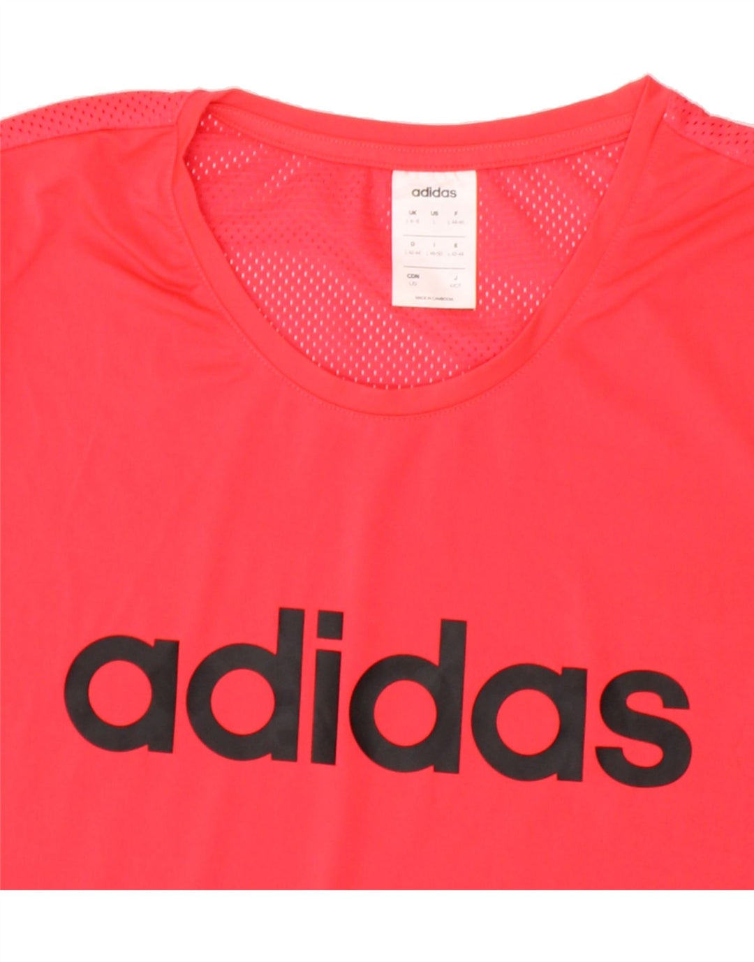 ADIDAS Womens Graphic T-Shirt Top UK 16/18 Large Red Polyester Vintage Adidas and Second-Hand Adidas from Messina Hembry 