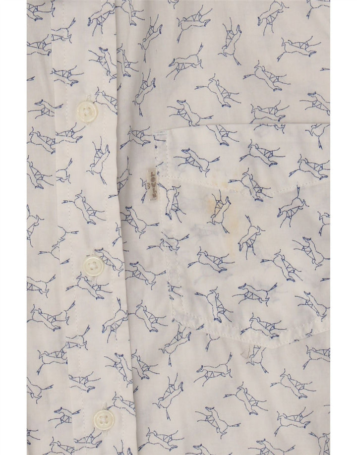 LEVI'S Womens Shirt Medium White Animal Print Cotton Vintage Levi's and Second-Hand Levi's from Messina Hembry 