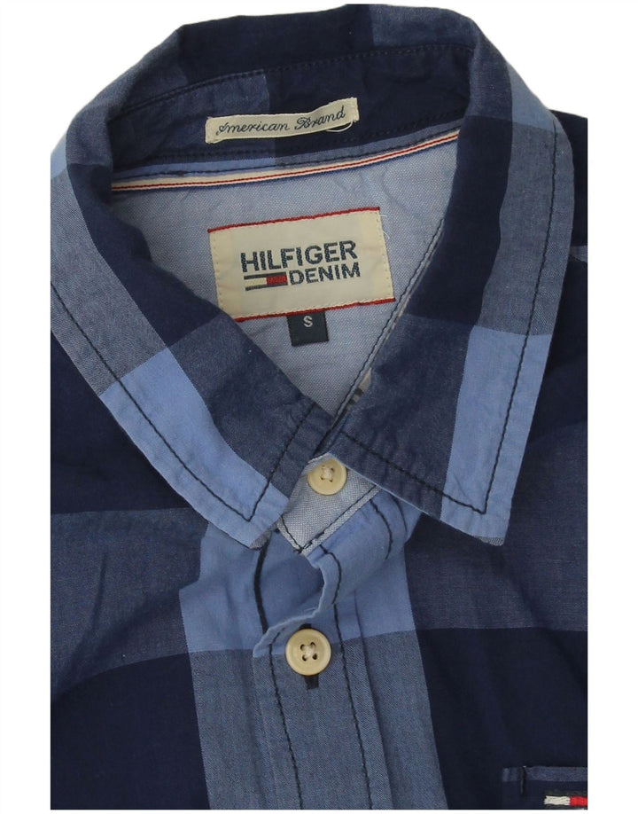 Cămașă pentru bărbați Tommy Hilfiger, bumbac cu carouri, albastru bleumarin