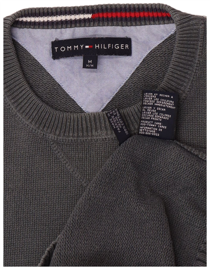 Pulover Tommy Hilfiger pentru bărbați, cu formă obișnuită, cu gât crew, bumbac mediu gri
