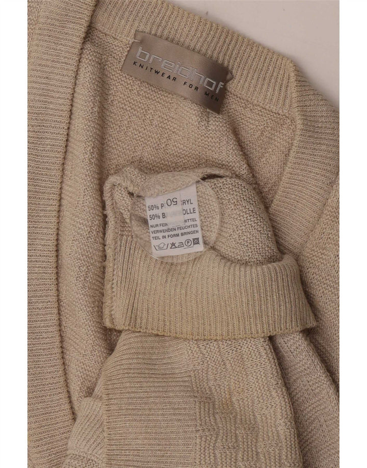 Pulover cardigan fără mâneci pentru bărbați Breidhof IT 50 Bej mediu Poliacrilic