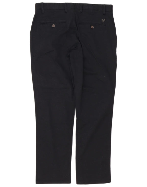 Crew Clothing Pantaloni chino drepți pentru bărbați L34 L30 Bumbac negru