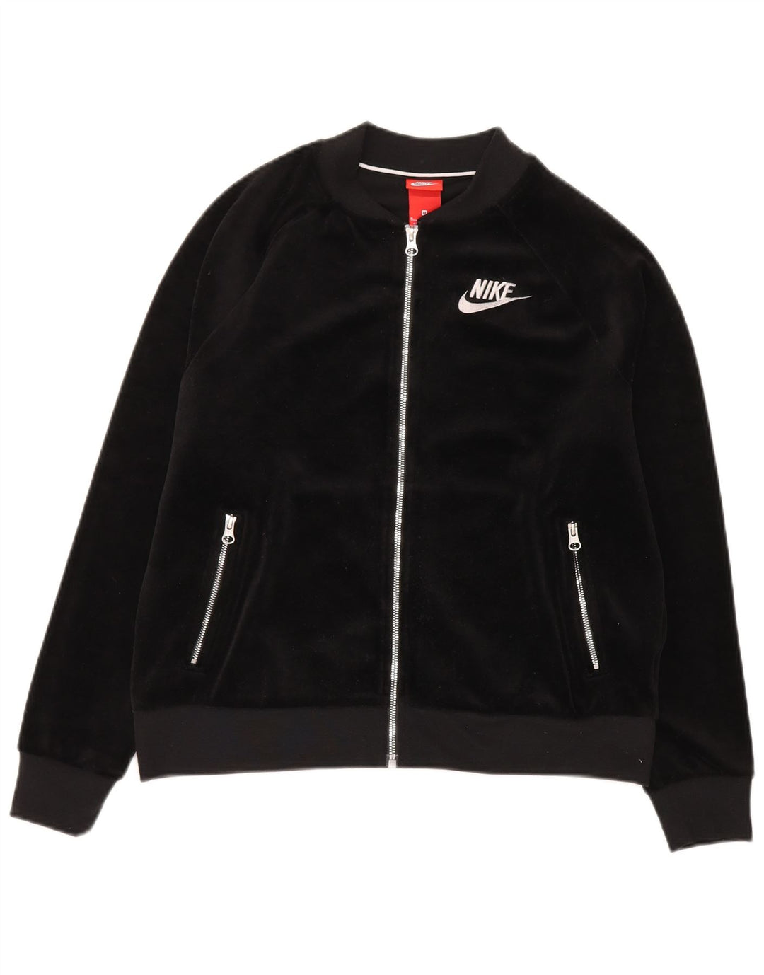 Jachetă de trening din velur Nike pentru femei UK 14 Poliester mediu negru