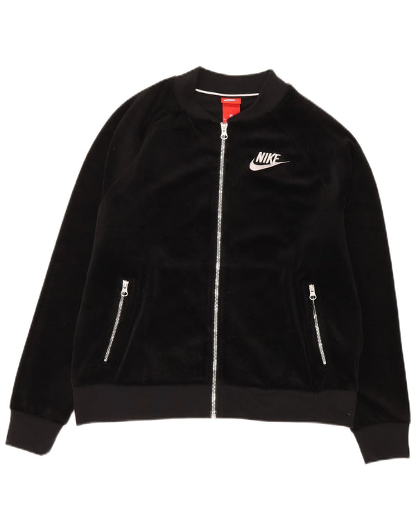 Jachetă de trening din velur Nike pentru femei UK 14 Poliester mediu negru
