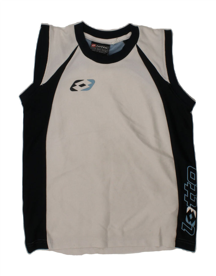 LOTTO Boys Vest Top 7-8 Years XS White Colourblock Polyester Vintage Lotto and Second-Hand Lotto from Messina Hembry 