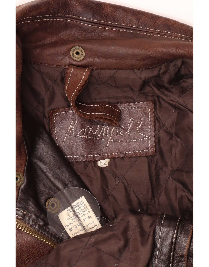Jachetă Bomber din piele vintage pentru bărbați IT 52 2XL maro