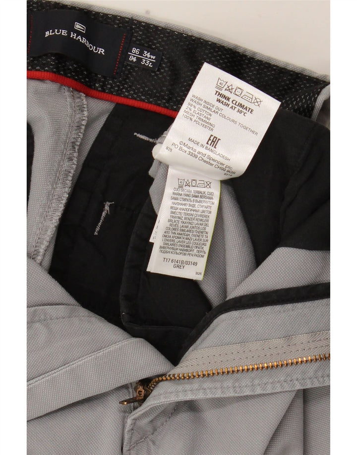 Marks & Spencer Pantaloni de costum drepți Blue Harbour pentru bărbați L34 L33 gri