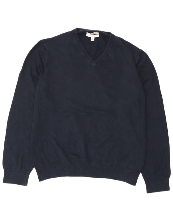 Pulover pentru femei Marks & Spencer, cu decolteu în V, UK 18 XL, bumbac bleumarin