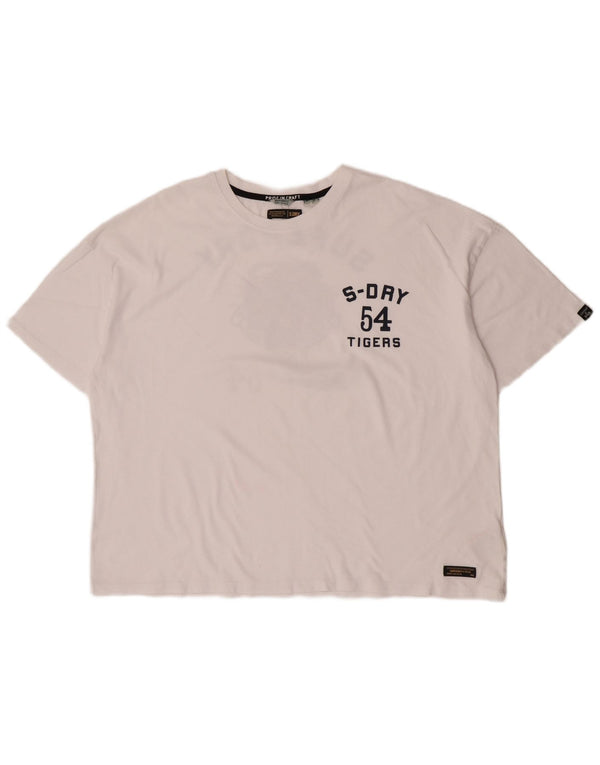 Tricou cu grafic supradimensionat Superdry pentru femei, UK 16, mare, alb, bumbac