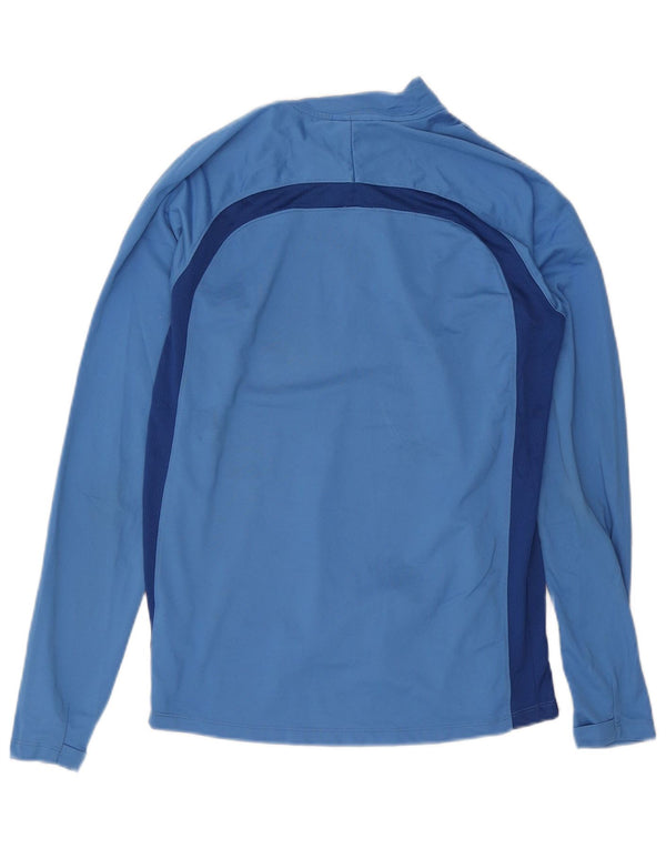 Top de trening pentru bărbați Dri Fit, cu fermoar și gât, la culoare, albastru mediu