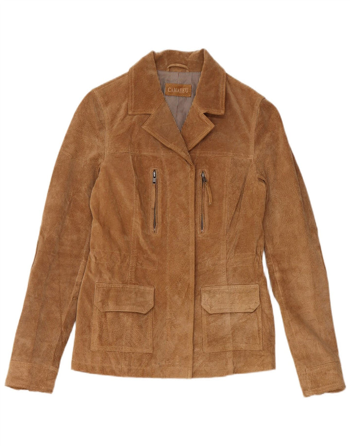 CAMAIEU Jacheta de piele intoarsa pentru femei UK 8 Mica Bej