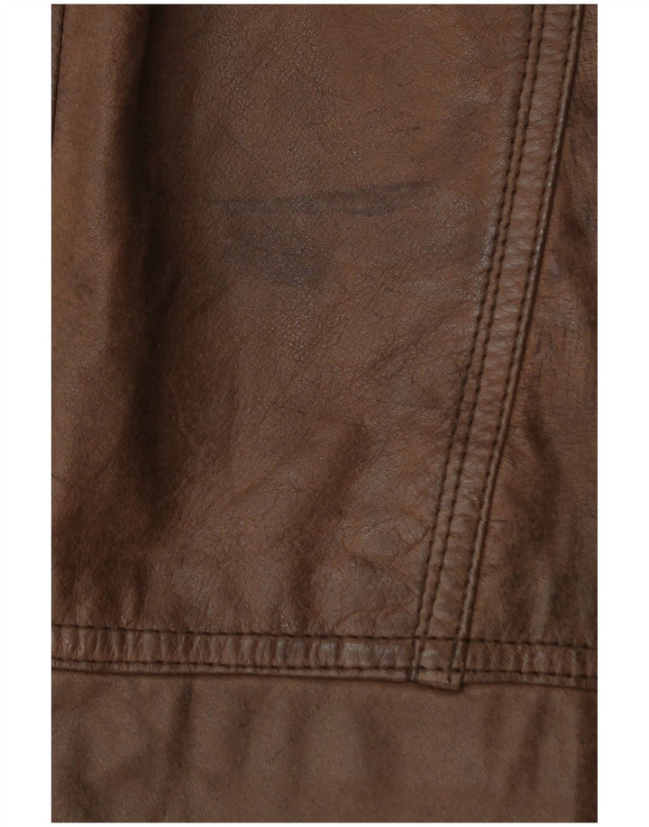Jachetă de piele vintage pentru femei supradimensionată EU 44 XL din piele maro