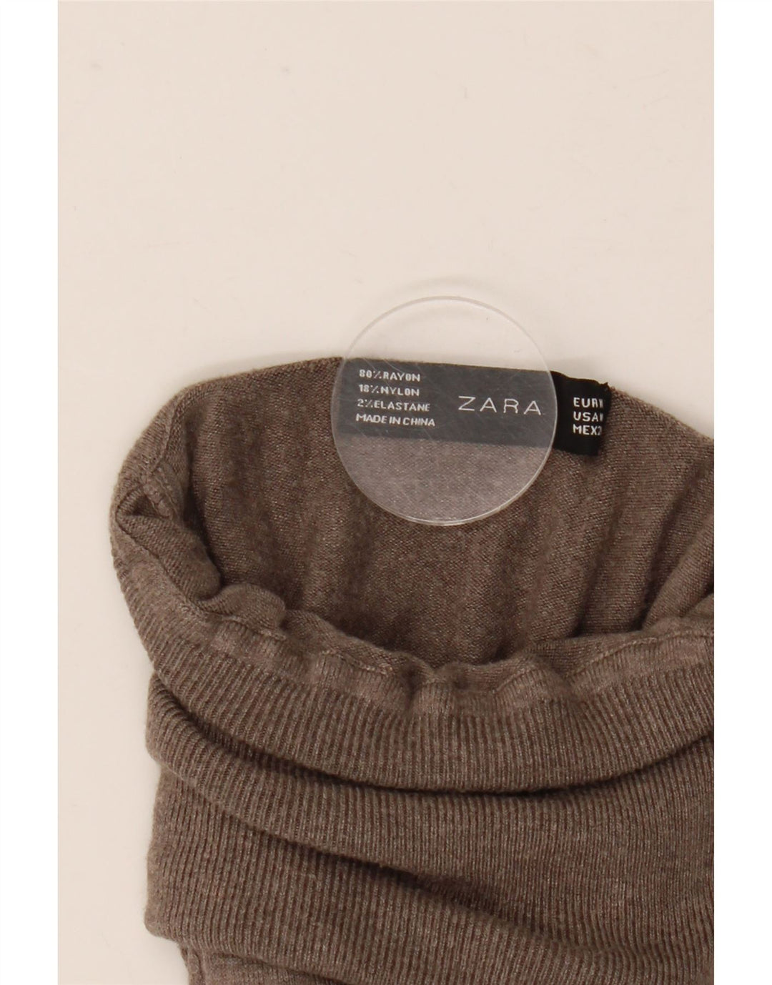 Pulover pentru femei cu gât rulat Zara UK 12, raion gri mediu