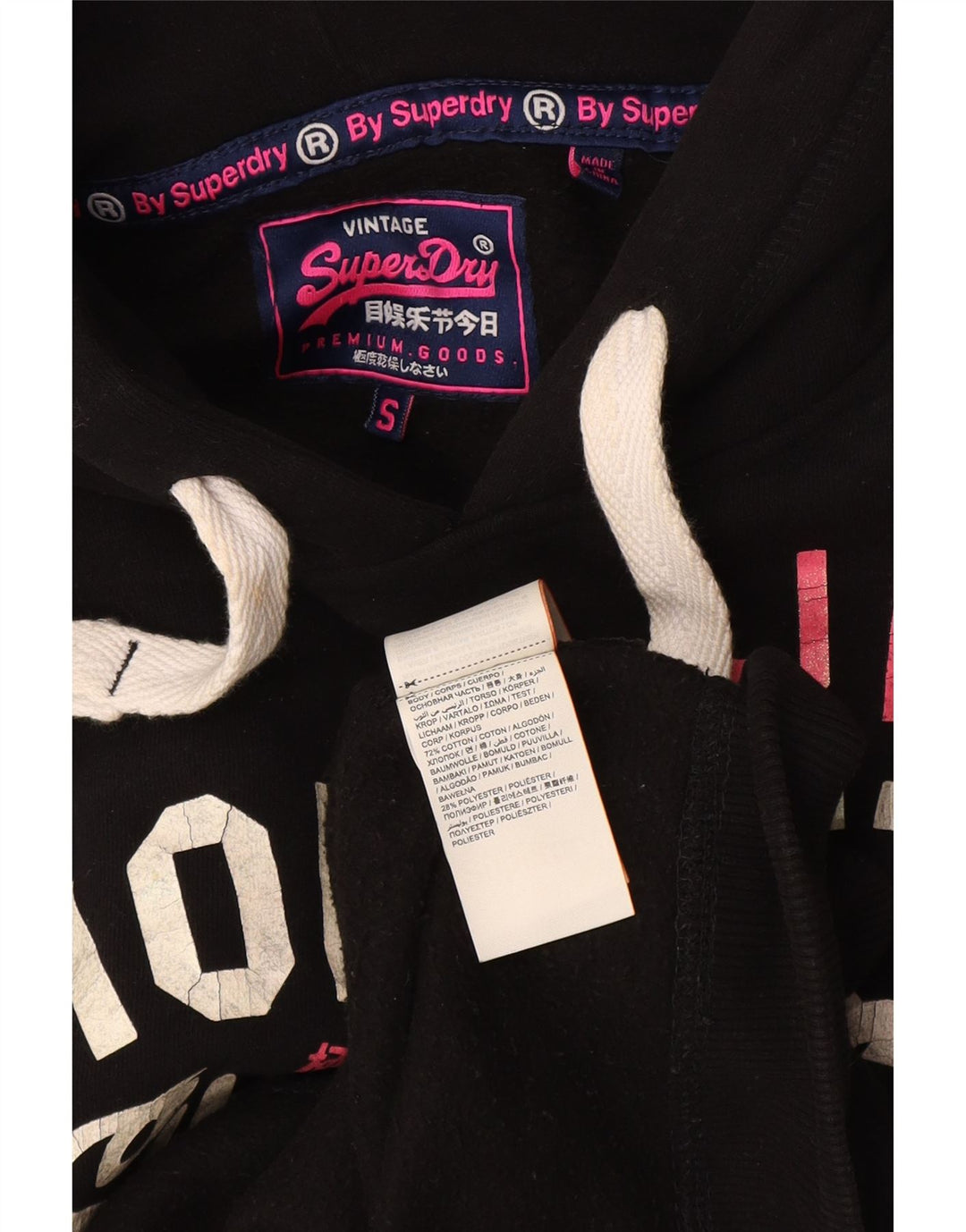 Jumper Superdry pentru bărbați Hornets Graphic Hoodie UK 10 Bumbac negru mic