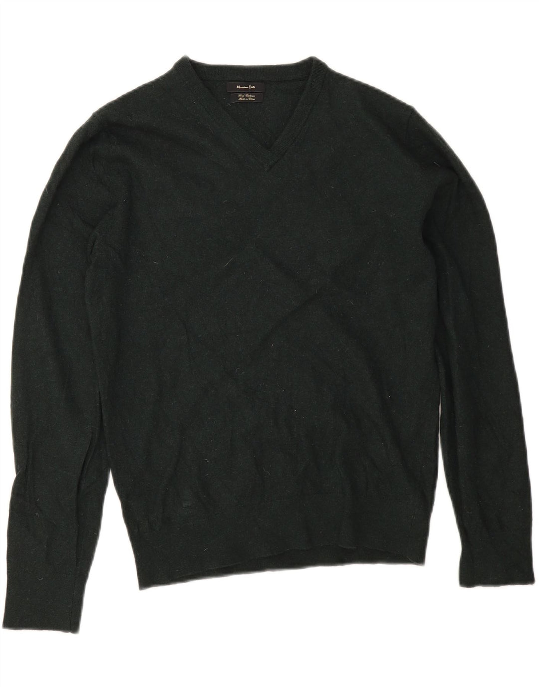 Pulover cu decolteu în V Massimo Dutti pentru femei UK 14 Lână verde medie