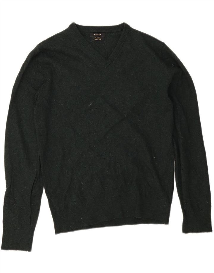 Pulover cu decolteu în V Massimo Dutti pentru femei UK 14 Lână verde medie