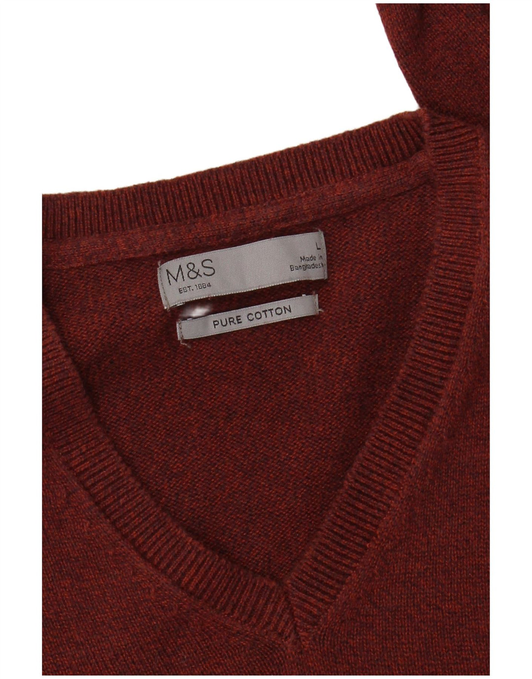Pulover pentru bărbați Marks & Spencer, cu decolteu în V, mare, bumbac cu pete roșii