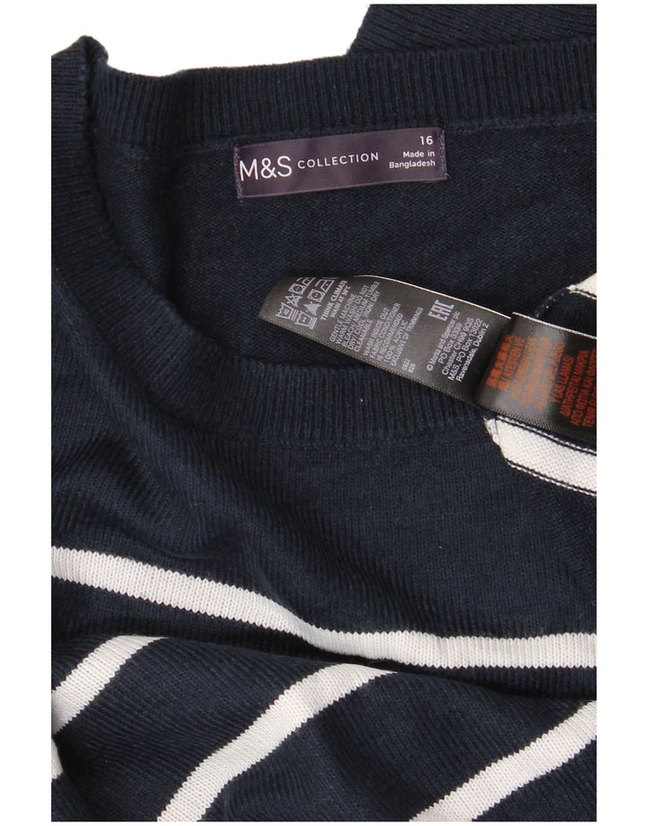 Pulover pentru femei Marks & Spencer cu decolteu triplu UK 16, mare, bleumarin