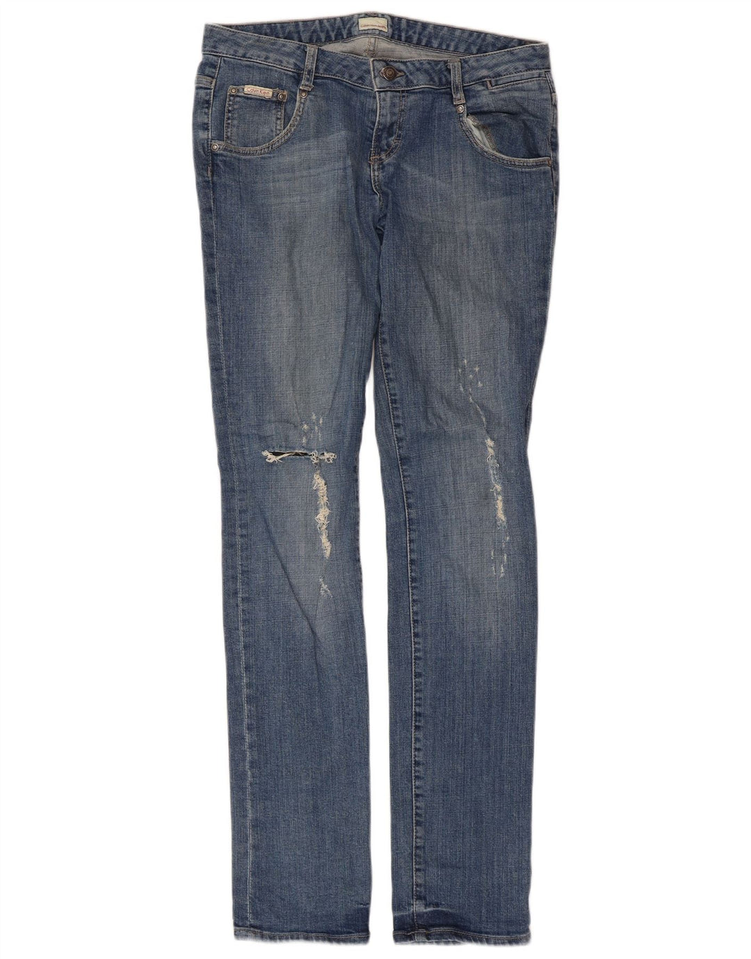 Calvin Klein Blugi slim pentru femei Distressed W30 L33 Bumbac albastru