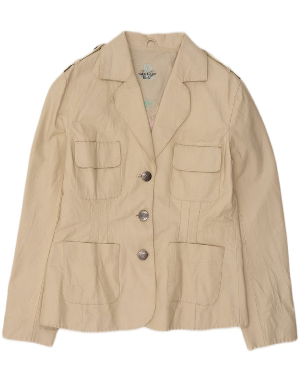 Jachetă vintage pentru femei militară cu 3 nasturi, alb mediu, UK 14