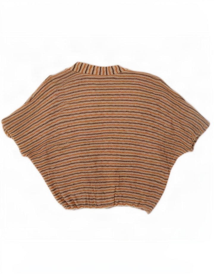 Top cardigan crop vintage pentru femei EU 40 Medium Bej cu dungi