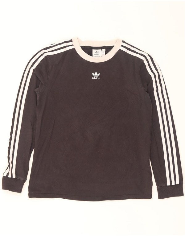 Top pentru femei Adidas cu mânecă lungă UK 10 mic, negru, color block, bumbac