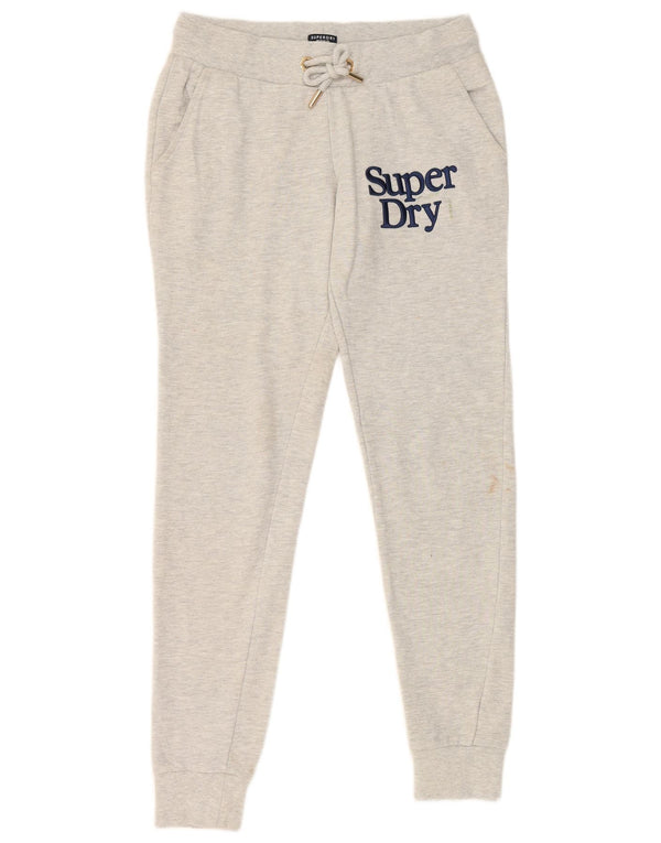 Superdry Pantaloni de trening grafic pentru femei Joggeri UK 12 Bumbac gri mediu