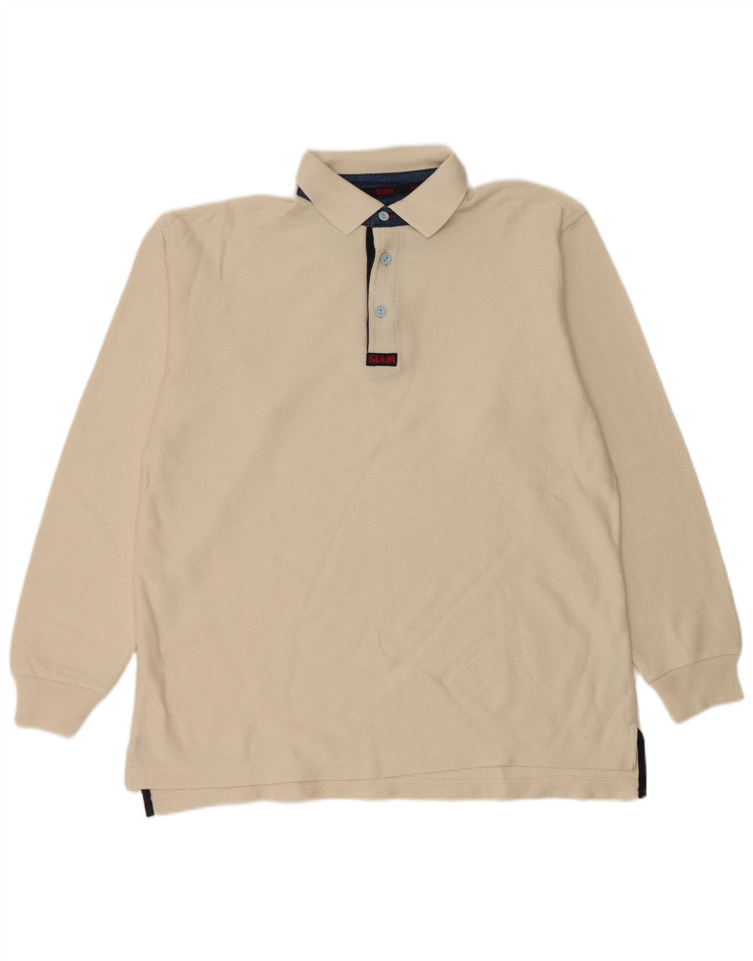 Tricou polo rugby cu mânecă lungă pentru bărbați Slam, bumbac, bej mediu