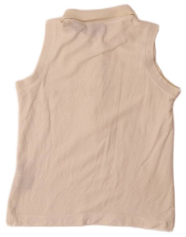 Tricou polo fără mâneci Fila pentru femei UK 12, bumbac alb mediu