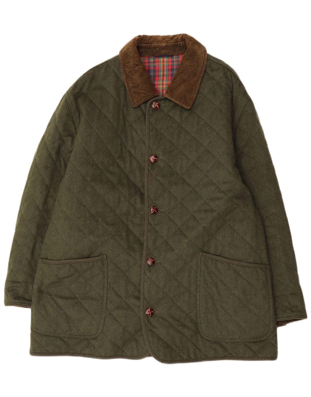 Jachetă matlasată Porto Di Panama pentru bărbați UK 44 2XL Lână verde