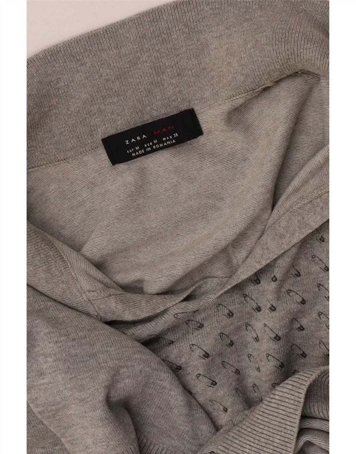 Zara Cămașă Polo pentru bărbați cu model abstract, gri mediu