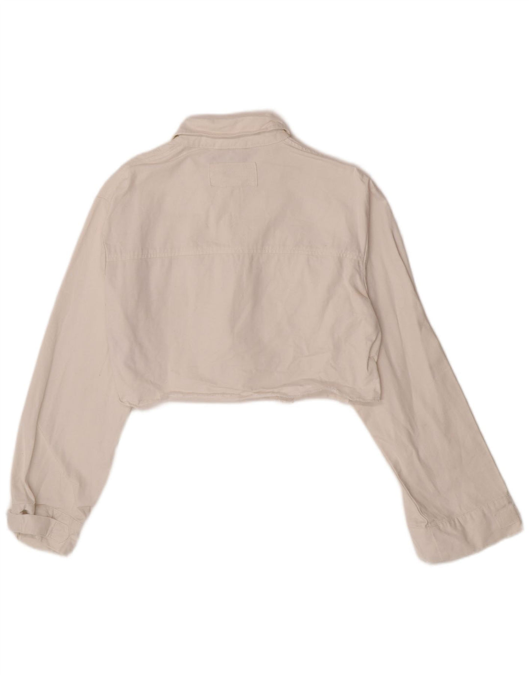Jachetă de denim crop vintage pentru femei UK 10 mic bumbac alb