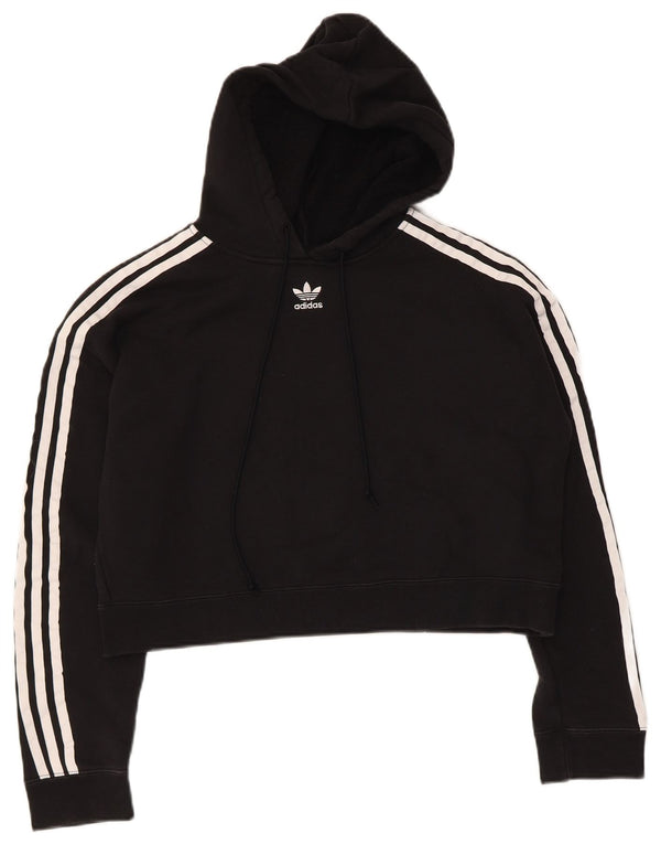 Jumper Adidas Crop Hoodie pentru femei UK 14 Medium Black Bumbac