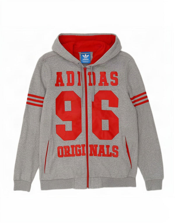 Pulover pentru bărbați Adidas Graphic Zip Hoodie, bumbac cu pete gri mediu