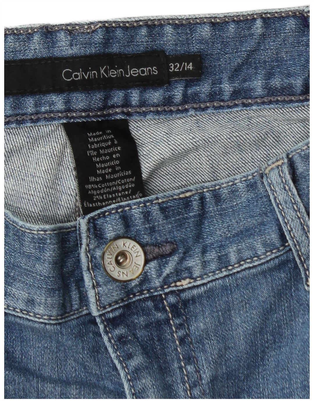 CALVIN KLEIN Blugi tăiați cu talie înaltă pentru femei US 14 Large W32 L26 Blue