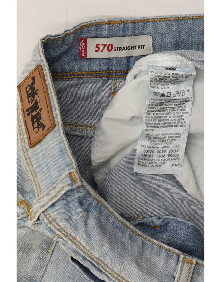 Blugi drepti pentru femei Levi's 570 W30 L28 Bumbac albastru