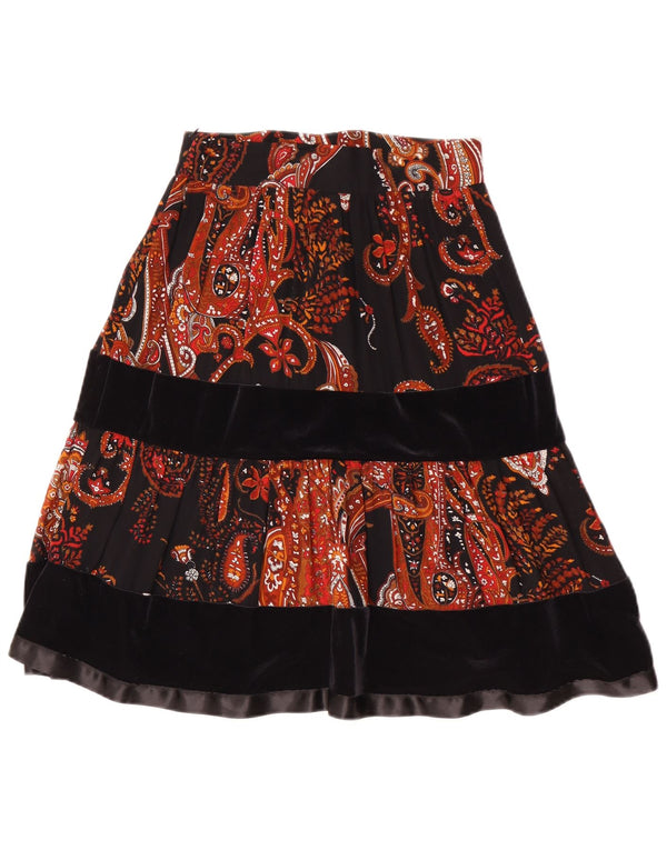 Piu & Womens Fusta A-Line IT 40 Small W24 Negru Paisley Viscose