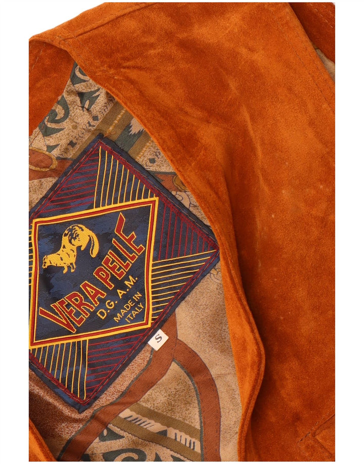Vestă vintage bărbătească din piele intoarsa maro mica
