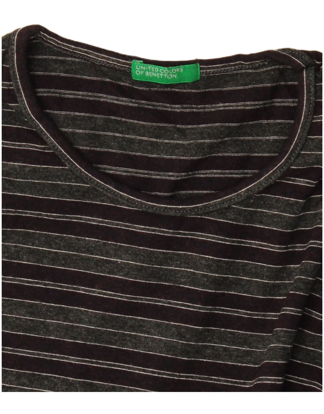 BENETTON Top pentru damă cu mânecă lungă UK 8 mic gri cu dungi