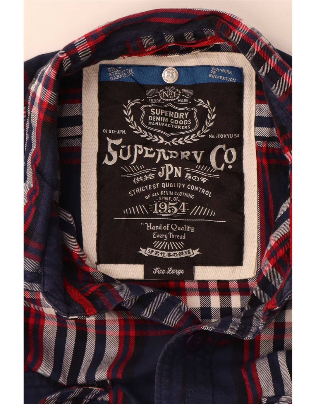 Cămașă de flanel pentru bărbați Superdry, din bumbac în carouri, albastru bleumarin