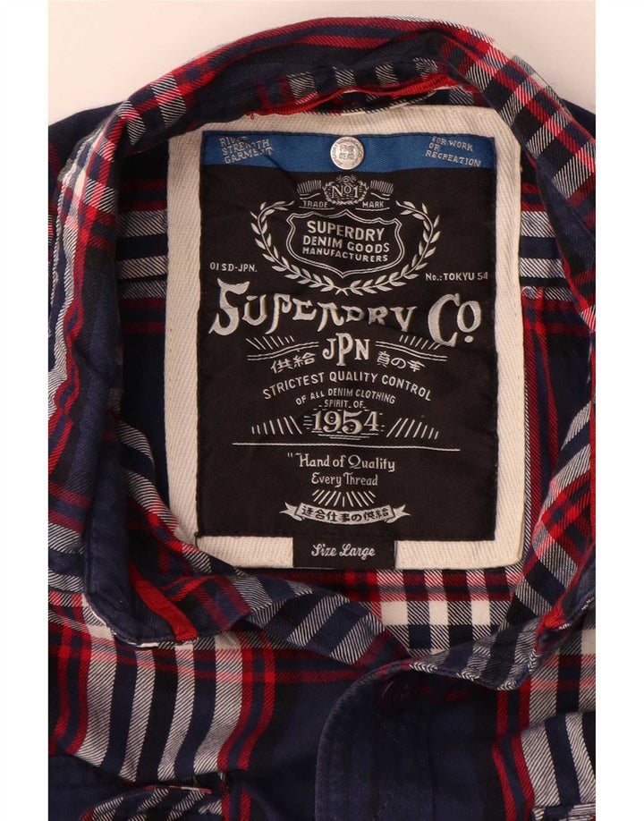 Cămașă de flanel pentru bărbați Superdry, din bumbac în carouri, albastru bleumarin