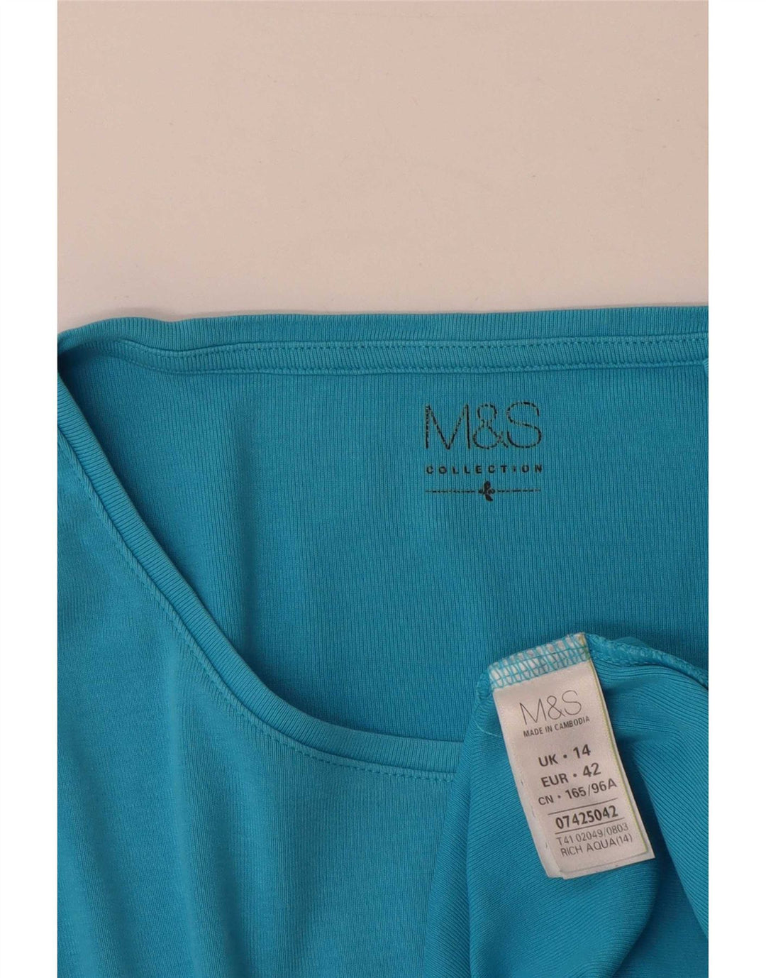Marks & Spencer Top pentru femei cu mânecă lungă UK 14, mare, albastru, bumbac
