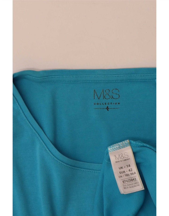 Marks & Spencer Top pentru femei cu mânecă lungă UK 14, mare, albastru, bumbac
