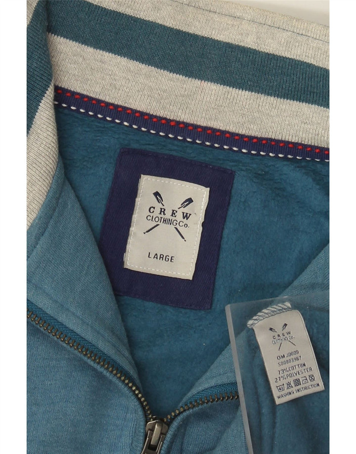 CREW CLOTHING Hanorac pentru bărbați cu fermoar și gât Pulover mare, albastru, bumbac