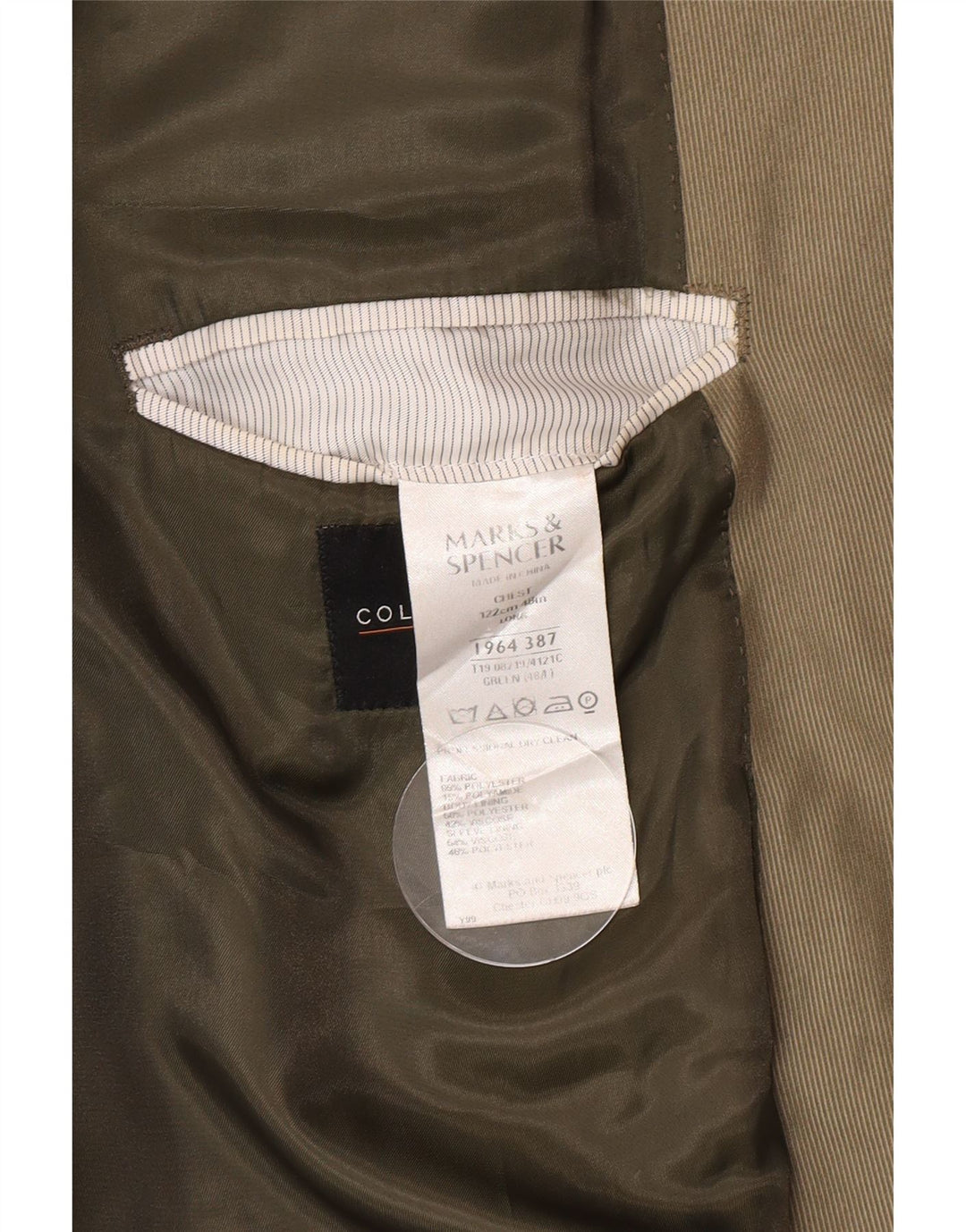 Jachetă pentru bărbați Marks & Spencer, lungă cu 2 nasturi, UK 48 2XL, poliester verde