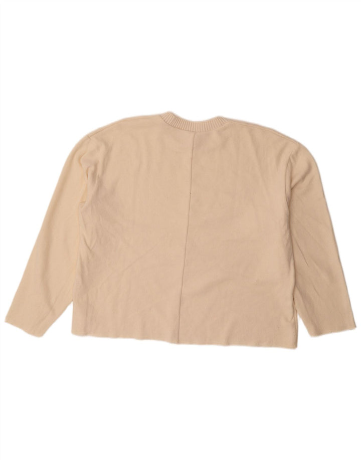 Pulover supradimensionat pentru femei Zara, cu decolteu triplu, UK 16, mare, alb
