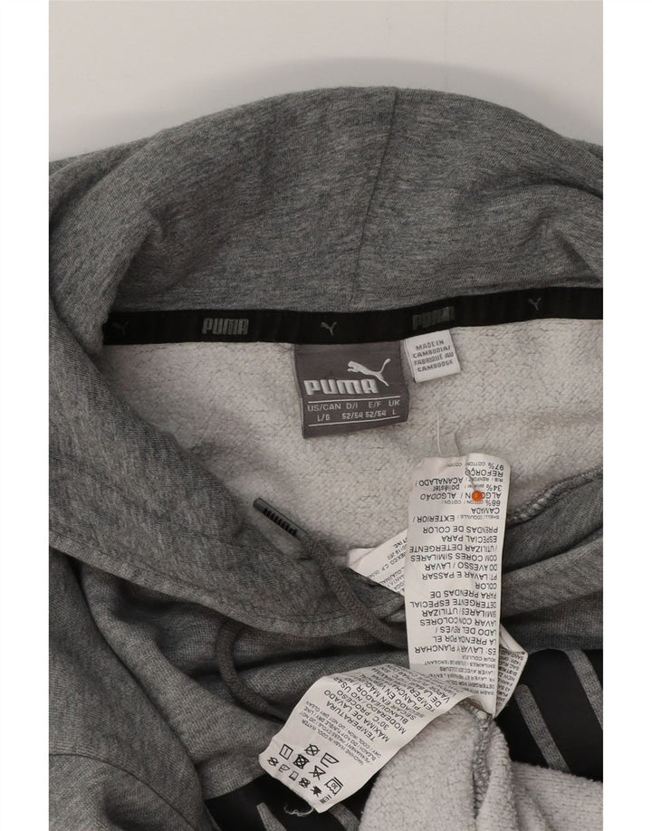 Pulover cu glugă cu grafic PUMA pentru bărbați, bumbac mare, gri